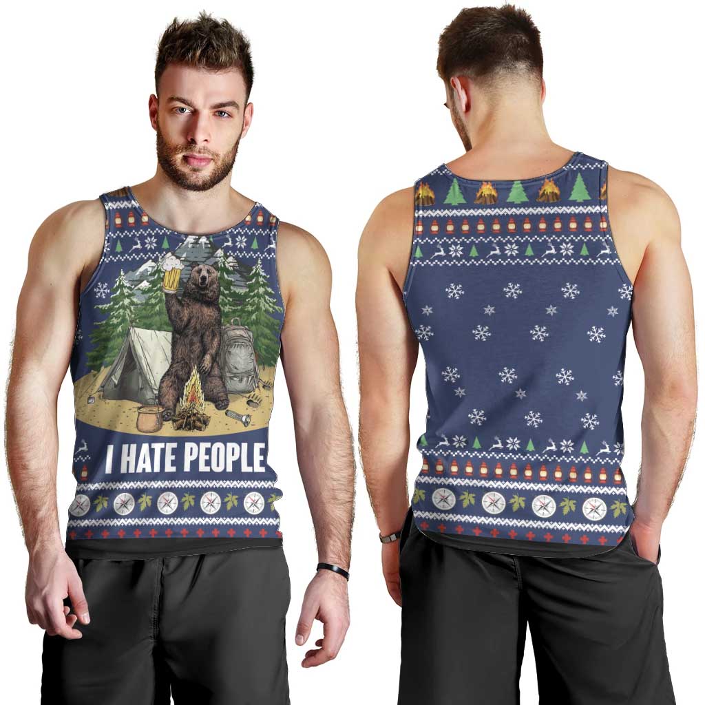 Bear Christmas Men Tank Top Camping I Hate People - Wonder Print Shop