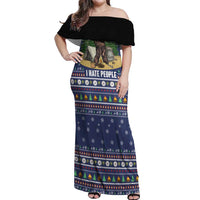 Bear Christmas Off Shoulder Maxi Dress Camping I Hate People - Wonder Print Shop