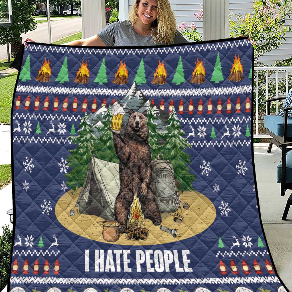 Bear Christmas Quilt Camping I Hate People - Wonder Print Shop