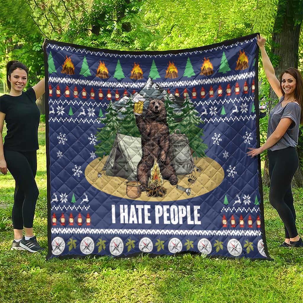 Bear Christmas Quilt Camping I Hate People - Wonder Print Shop