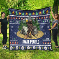 Bear Christmas Quilt Camping I Hate People - Wonder Print Shop