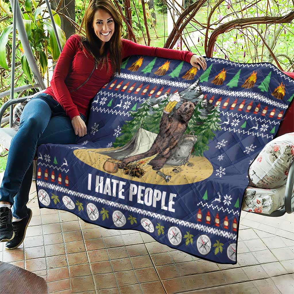 Bear Christmas Quilt Camping I Hate People - Wonder Print Shop