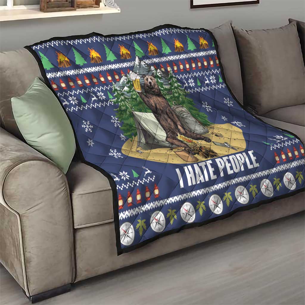 Bear Christmas Quilt Camping I Hate People - Wonder Print Shop