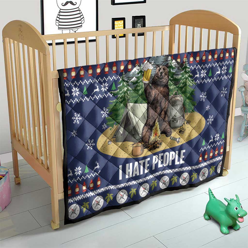 Bear Christmas Quilt Camping I Hate People - Wonder Print Shop