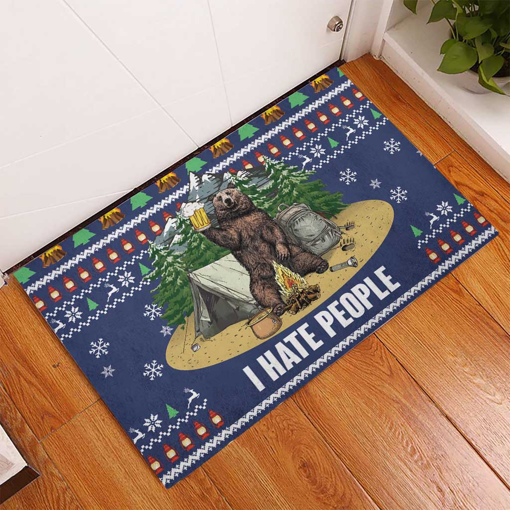 Bear Christmas Rubber Doormat Camping I Hate People - Wonder Print Shop