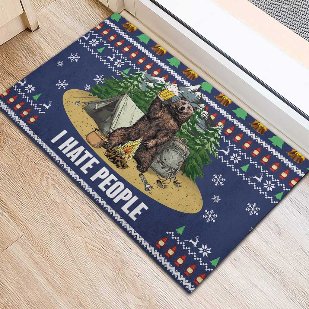 Bear Christmas Rubber Doormat Camping I Hate People - Wonder Print Shop