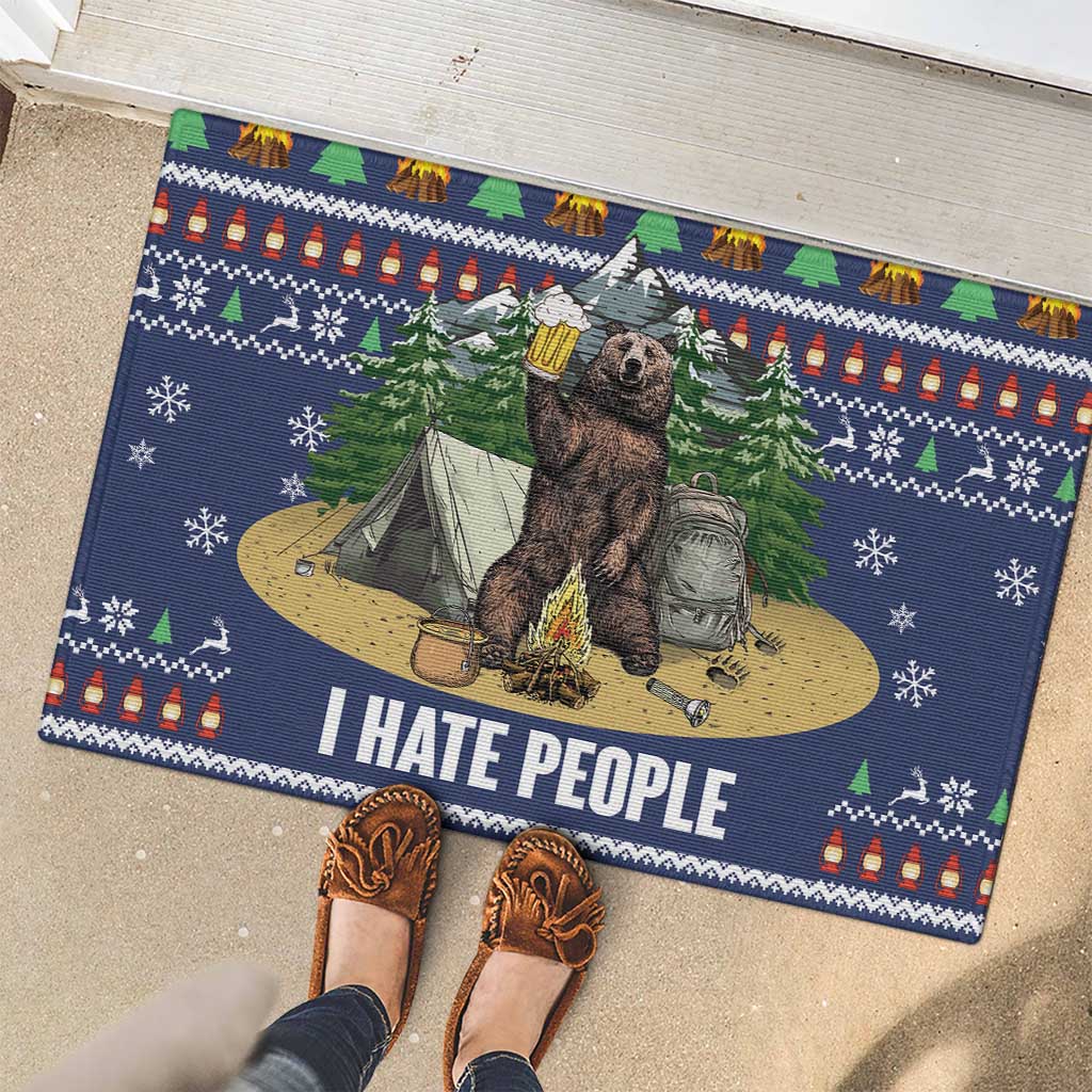 Bear Christmas Rubber Doormat Camping I Hate People - Wonder Print Shop