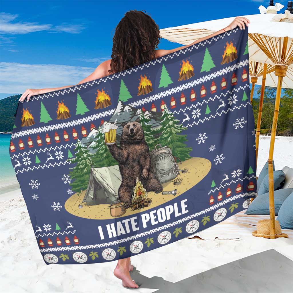 Bear Christmas Sarong Camping I Hate People - Wonder Print Shop