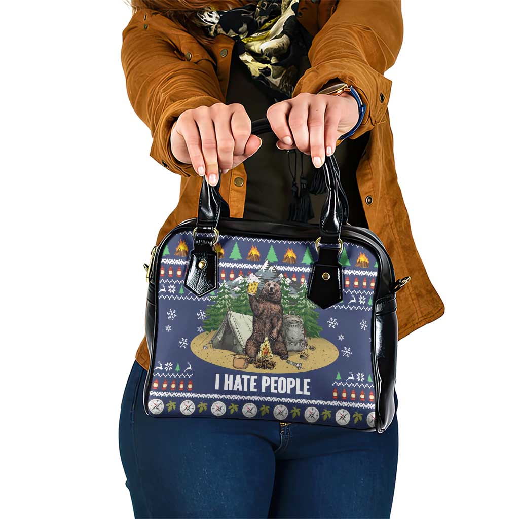 Bear Christmas Shoulder Handbag Camping I Hate People