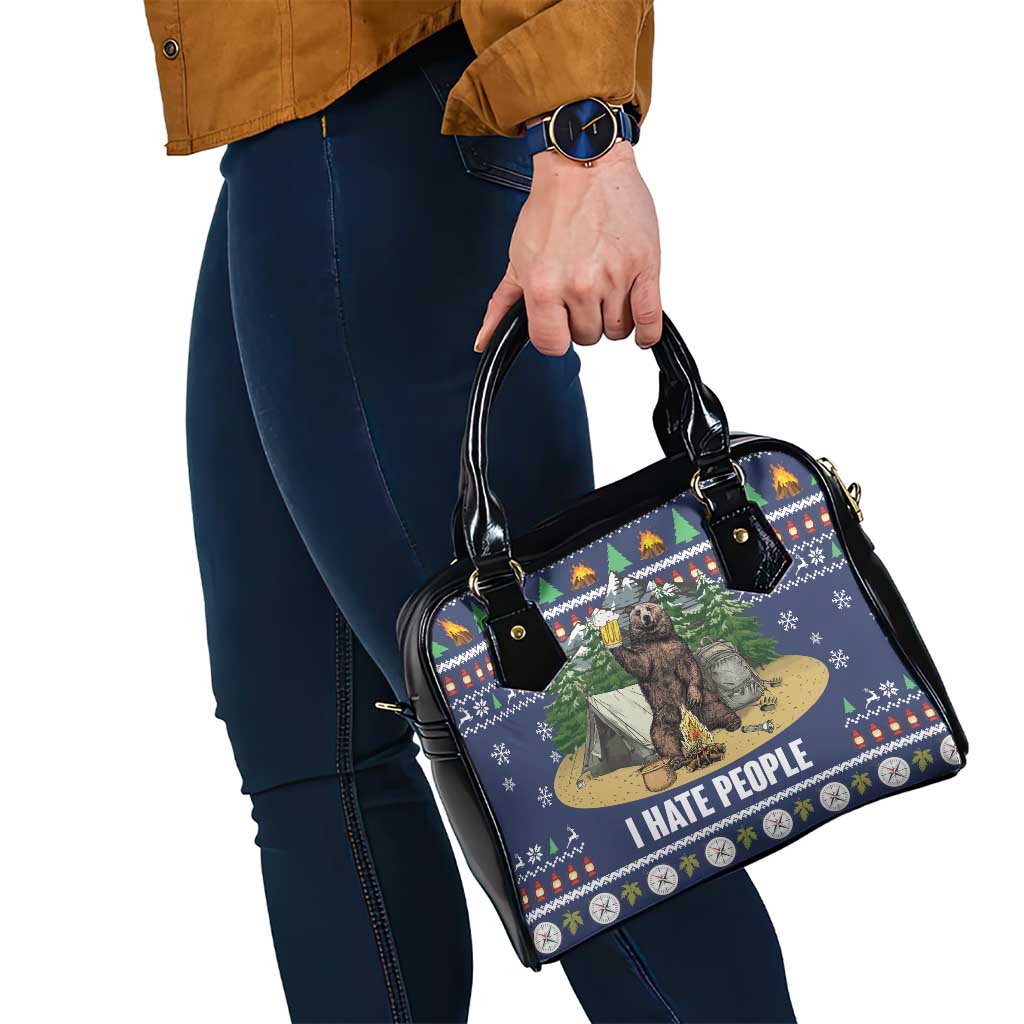 Bear Christmas Shoulder Handbag Camping I Hate People