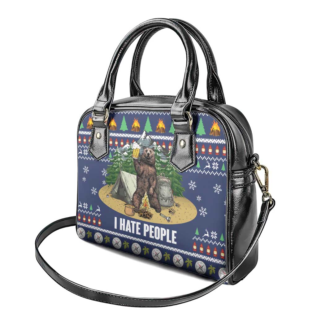 Bear Christmas Shoulder Handbag Camping I Hate People