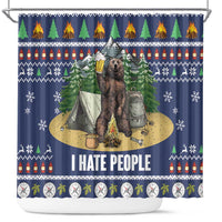 Bear Christmas Shower Curtain Camping I Hate People