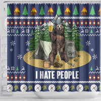 Bear Christmas Shower Curtain Camping I Hate People