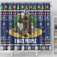 Bear Christmas Shower Curtain Camping I Hate People