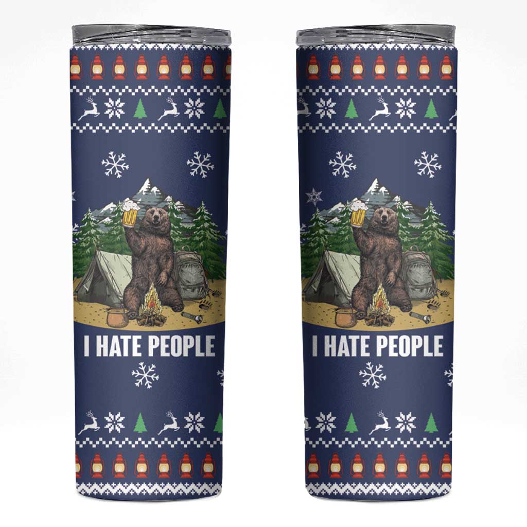 Bear Christmas Skinny Tumbler Camping I Hate People - Wonder Print Shop