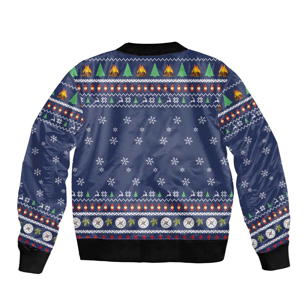 Bear Christmas Sleeve Zip Bomber Jacket Camping I Hate People - Wonder Print Shop