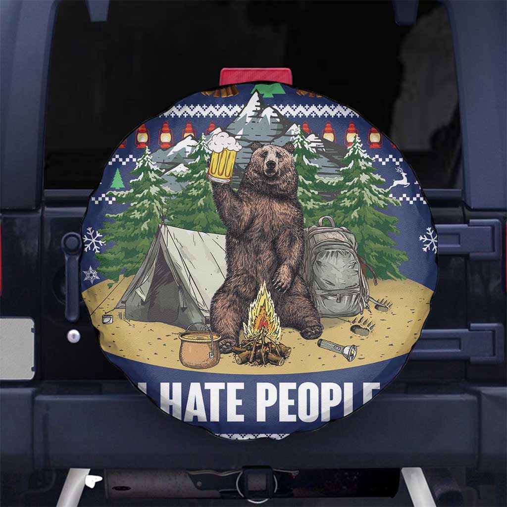 Bear Christmas Spare Tire Cover Camping I Hate People - Wonder Print Shop