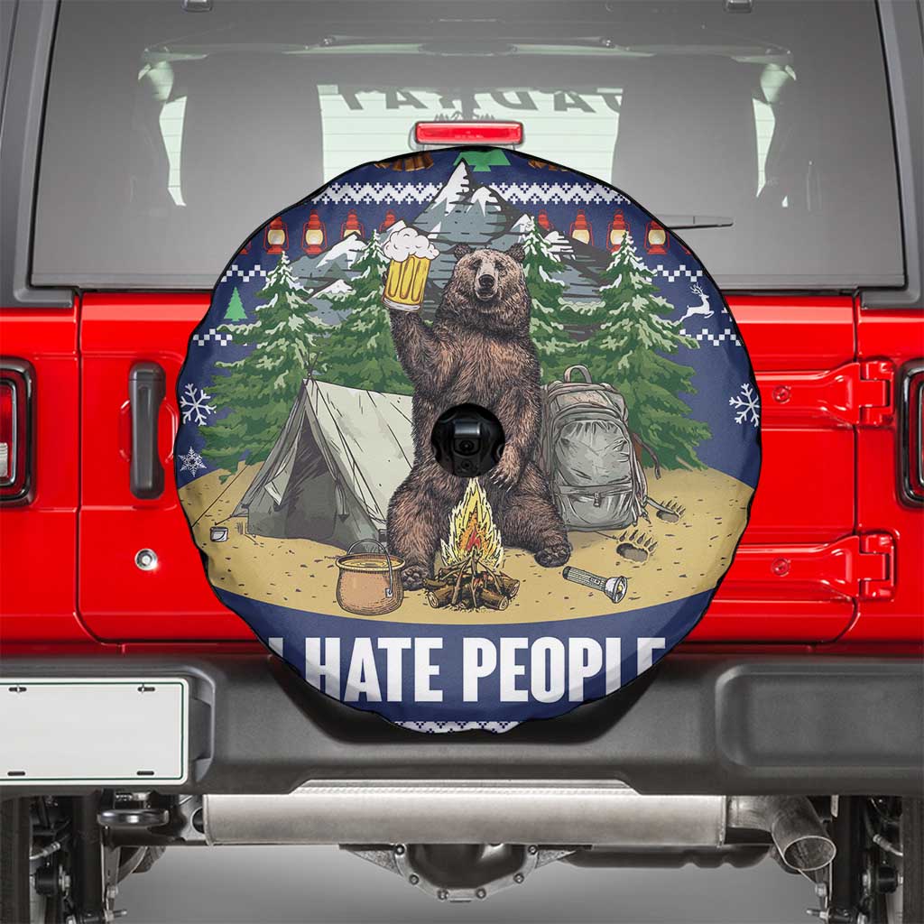Bear Christmas Spare Tire Cover Camping I Hate People - Wonder Print Shop