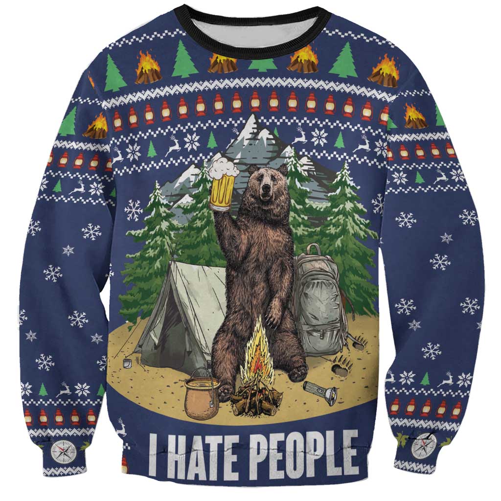 Bear Christmas Sweatshirt Camping I Hate People - Wonder Print Shop