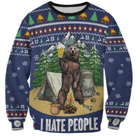 Bear Christmas Sweatshirt Camping I Hate People - Wonder Print Shop