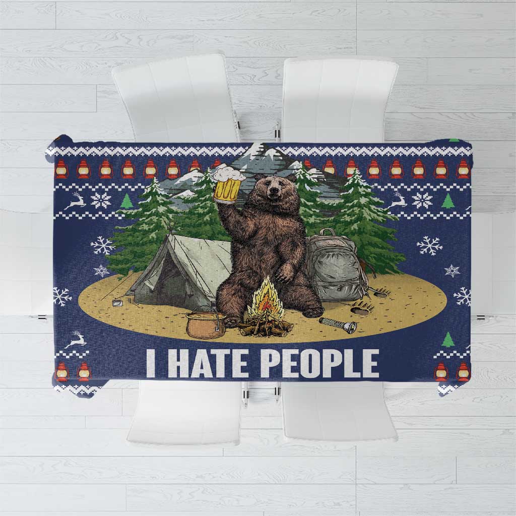 Bear Christmas Tablecloth Camping I Hate People - Wonder Print Shop