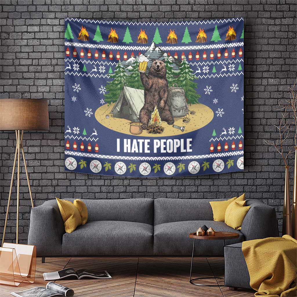 Bear Christmas Tapestry Camping I Hate People - Wonder Print Shop