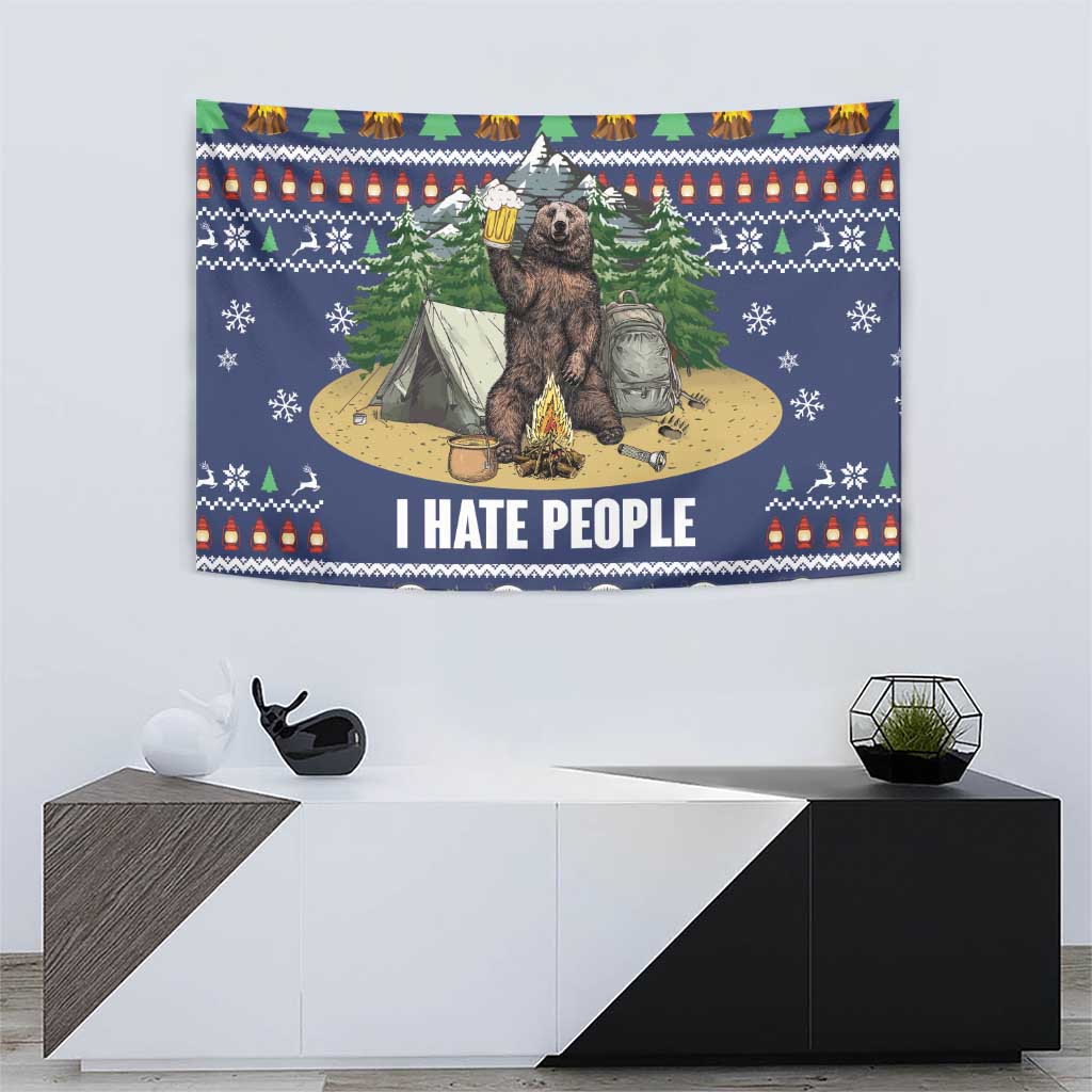 Bear Christmas Tapestry Camping I Hate People - Wonder Print Shop