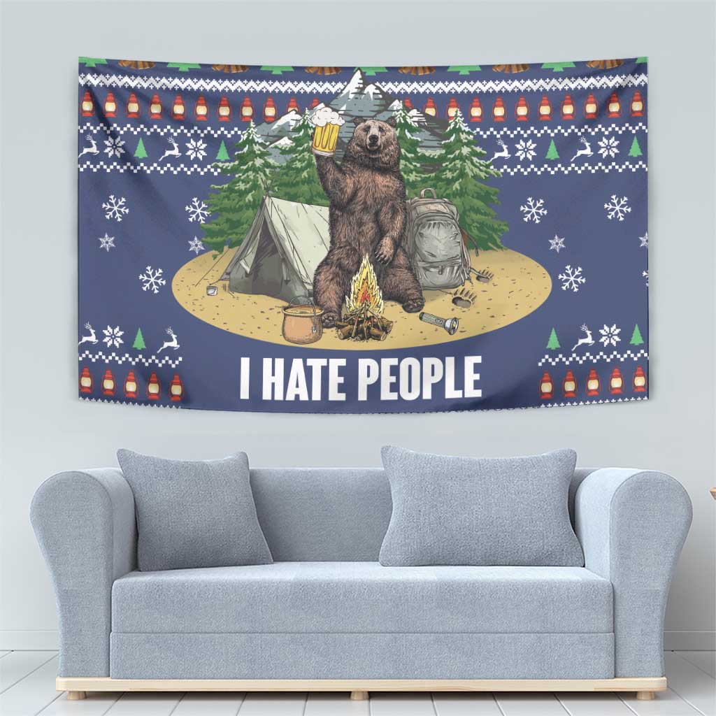 Bear Christmas Tapestry Camping I Hate People - Wonder Print Shop