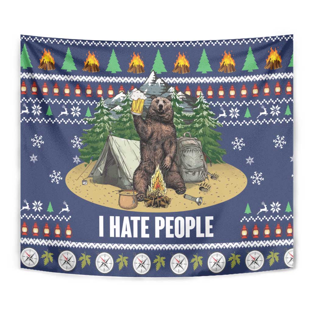 Bear Christmas Tapestry Camping I Hate People - Wonder Print Shop