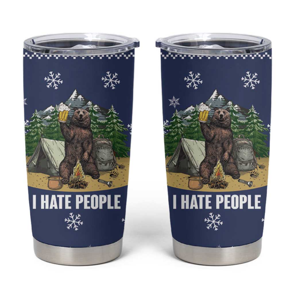 Bear Christmas Tumbler Cup Camping I Hate People - Wonder Print Shop