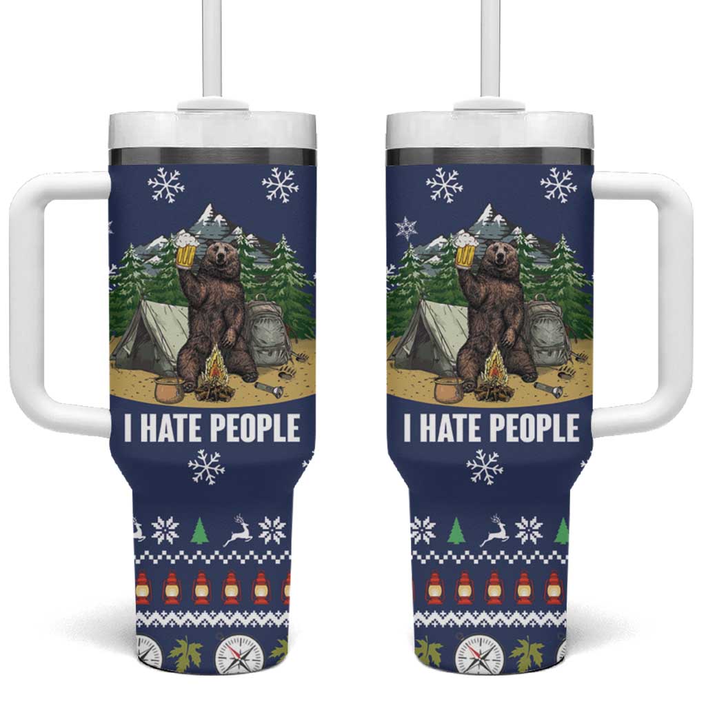 Bear Christmas Tumbler With Handle Camping I Hate People - Wonder Print Shop