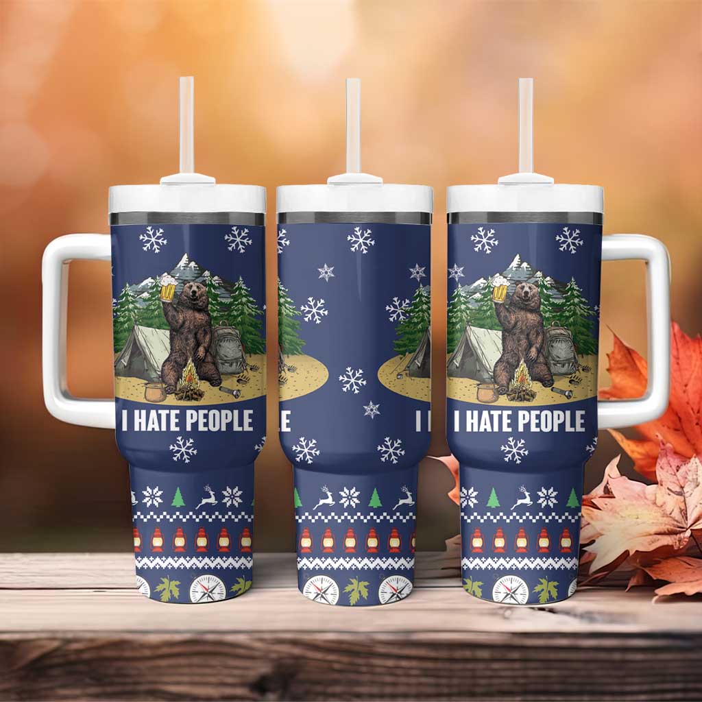 Bear Christmas Tumbler With Handle Camping I Hate People - Wonder Print Shop