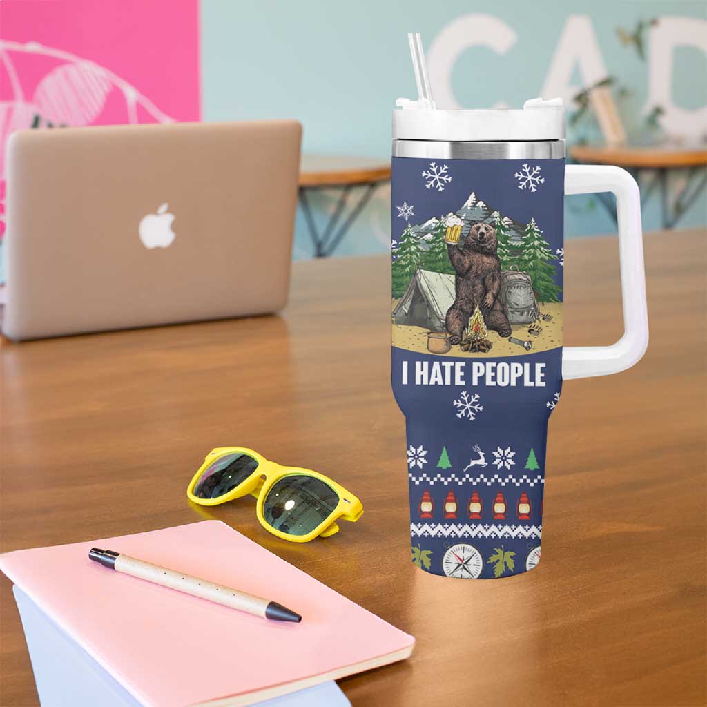 Bear Christmas Tumbler With Handle Camping I Hate People - Wonder Print Shop