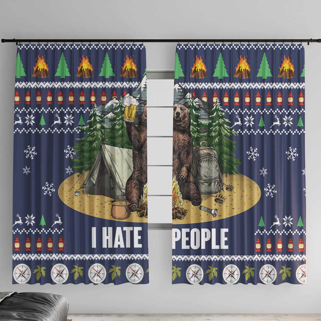 Bear Christmas Window Curtain Camping I Hate People - Wonder Print Shop