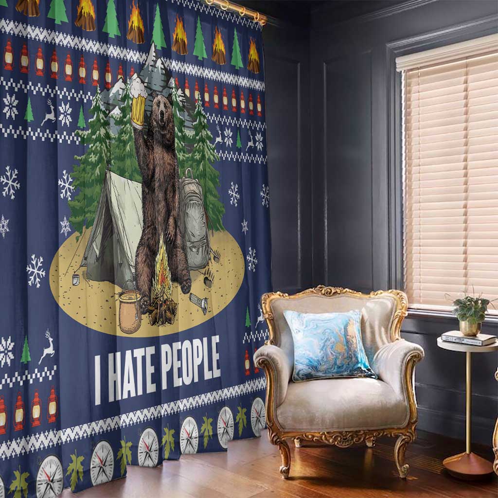 Bear Christmas Window Curtain Camping I Hate People - Wonder Print Shop