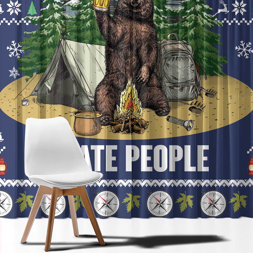Bear Christmas Window Curtain Camping I Hate People - Wonder Print Shop