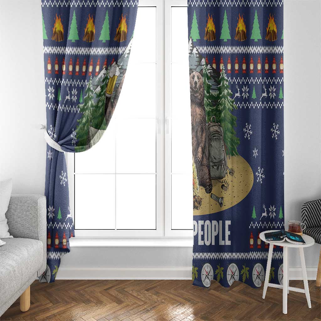 Bear Christmas Window Curtain Camping I Hate People - Wonder Print Shop