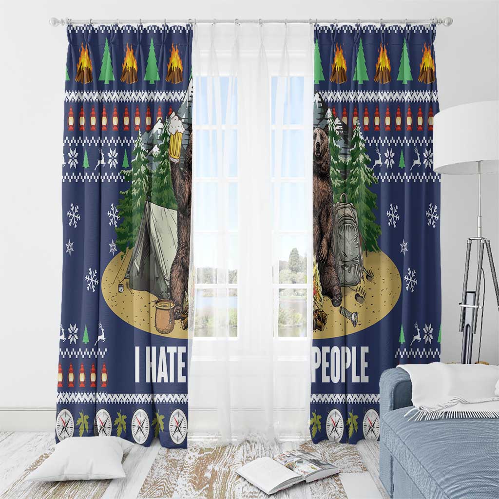 Bear Christmas Window Curtain Camping I Hate People - Wonder Print Shop