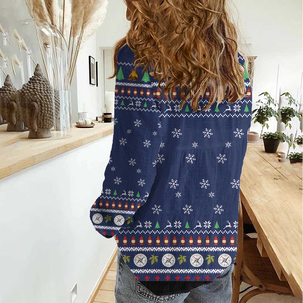 Bear Christmas Women Casual Shirt Camping I Hate People - Wonder Print Shop