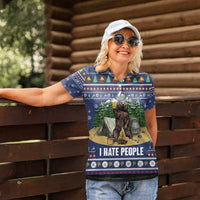 Bear Christmas Women Polo Shirt Camping I Hate People - Wonder Print Shop