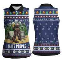 Bear Christmas Women Sleeveless Polo Shirt Camping I Hate People - Wonder Print Shop