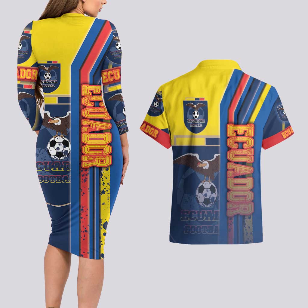 Ecuador Football Couples Matching Long Sleeve Bodycon Dress and Hawaiian Shirt La Tricolor Soccer - Road To Champion - Wonder Print Shop