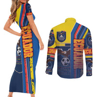 Ecuador Football Couples Matching Short Sleeve Bodycon Dress and Long Sleeve Button Shirt La Tricolor Soccer - Road To Champion - Wonder Print Shop