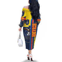 Ecuador Football Family Matching Off The Shoulder Long Sleeve Dress and Hawaiian Shirt La Tricolor Soccer - Road To Champion - Wonder Print Shop