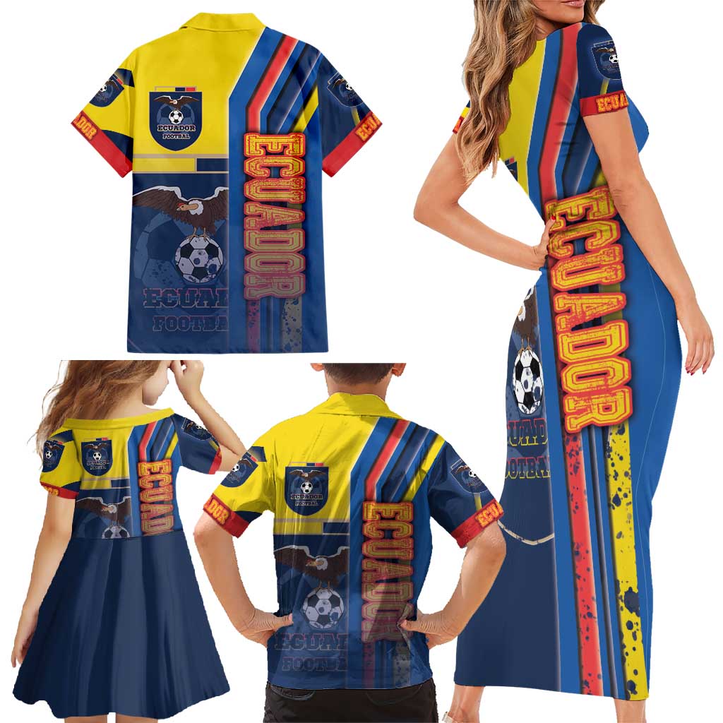 Ecuador Football Family Matching Short Sleeve Bodycon Dress and Hawaiian Shirt La Tricolor Soccer - Road To Champion - Wonder Print Shop