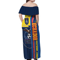 Ecuador Football Off Shoulder Maxi Dress La Tricolor Soccer - Road To Champion - Wonder Print Shop