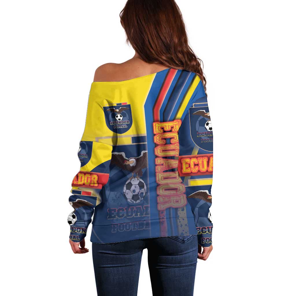 Ecuador Football Off Shoulder Sweater La Tricolor Soccer - Road To Champion - Wonder Print Shop
