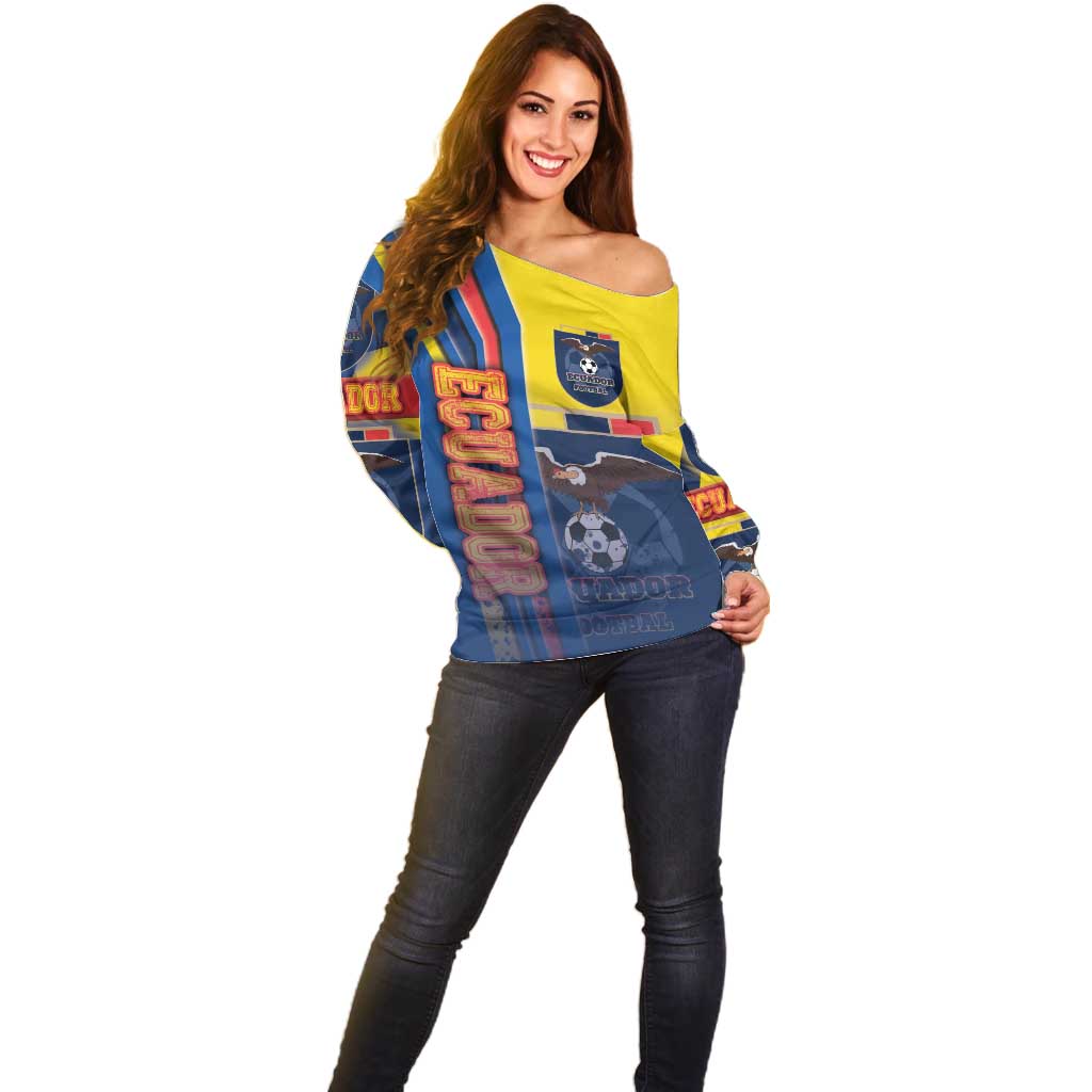 Ecuador Football Off Shoulder Sweater La Tricolor Soccer - Road To Champion - Wonder Print Shop