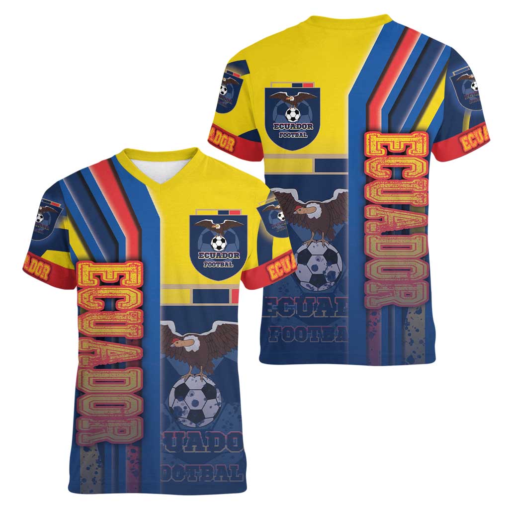 Ecuador Football Women V-Neck T-Shirt La Tricolor Soccer - Road To Champion - Wonder Print Shop