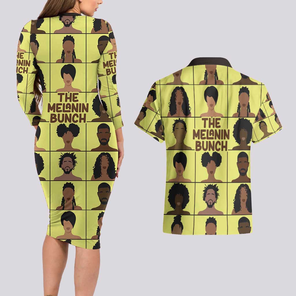 The Melanin Bunch Couples Matching Long Sleeve Bodycon Dress and Hawaiian Shirt Africa Black People